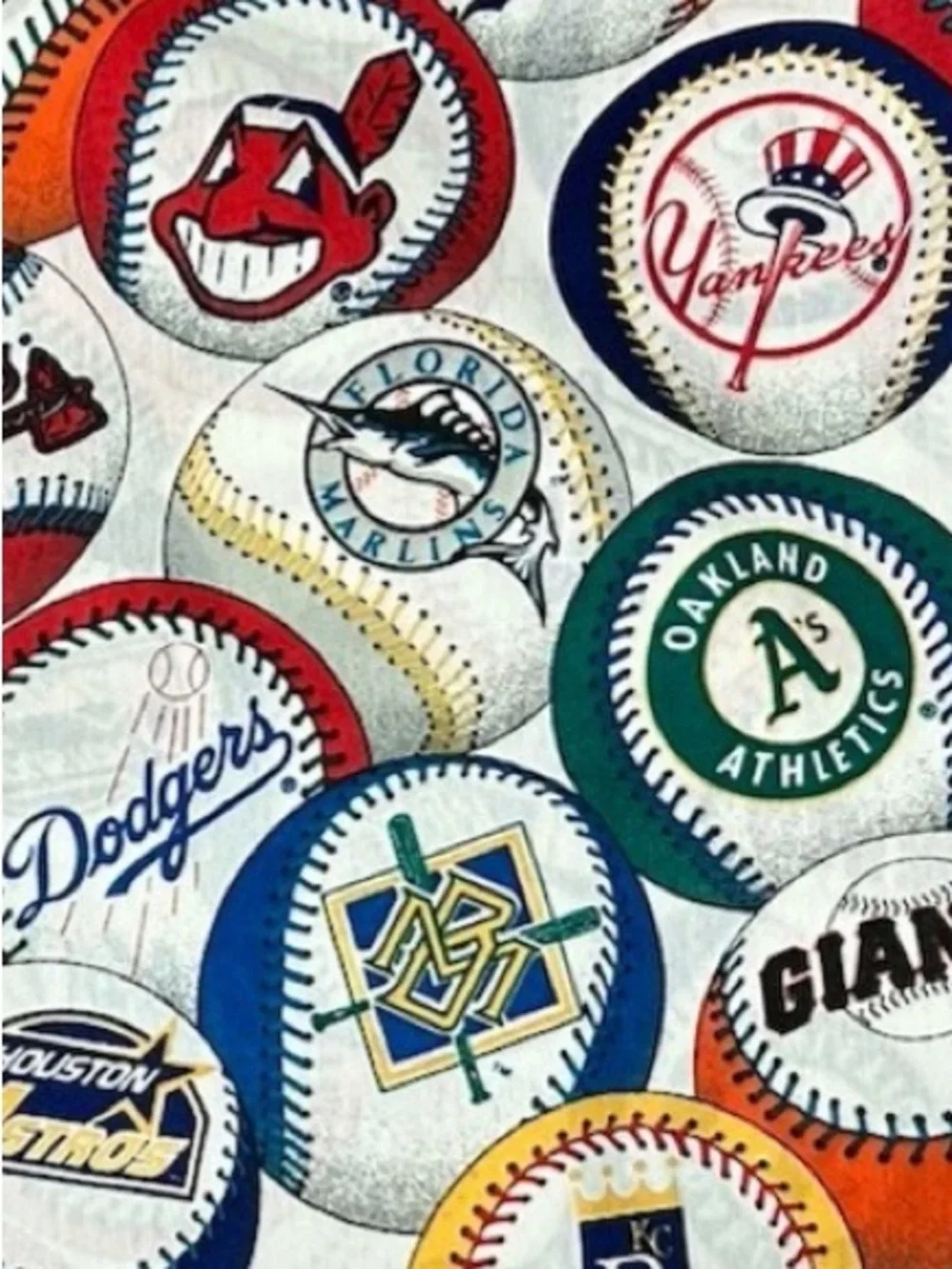 Vtg MLB Team Logo Twin Flat Sheet With tPillowcase 1993 The Bibb Company